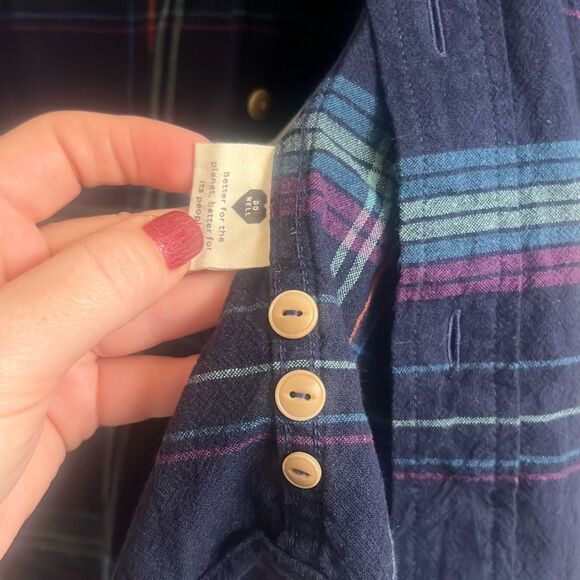 ✨Madewell Men’s Crinkle Cotton Perfect Long-Sleeve Juniper Berry Sz Small Shirt✨ - Picture 11 of 11